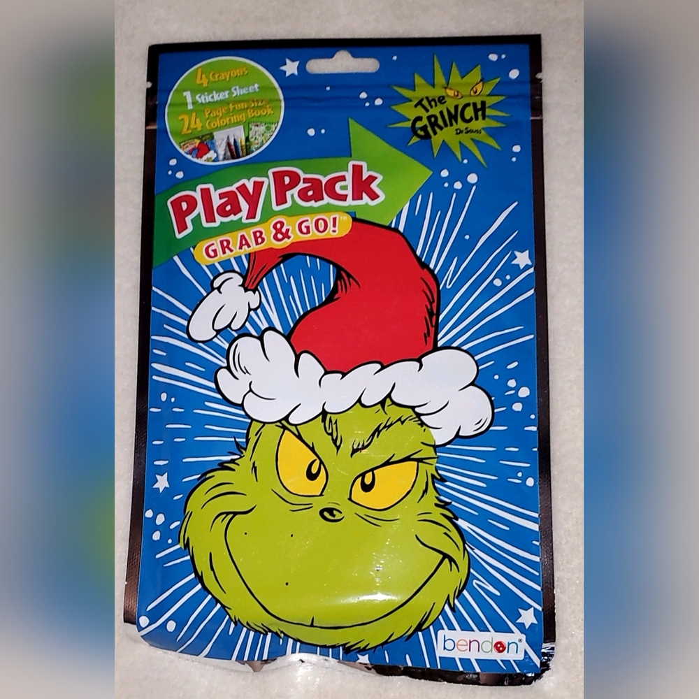 NEW - Grinch Play Pack Grab & Go - Stickers Coloring Book Crayons